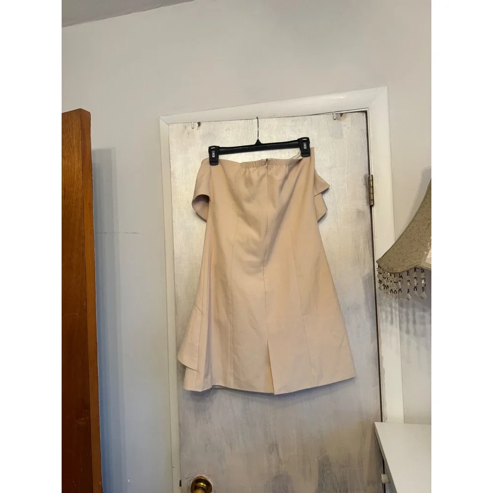 FEW MODA NEW YORK‎ Strapless Ruffle Overlay Dress Beige M - Picture 10 of 11
